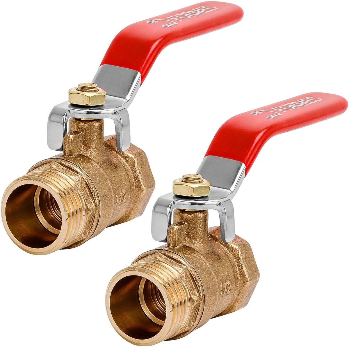 Kogelklep 1/2 Inch - Messing met Rode Hendel - Volle Pass - Geschikt voor Waterleidingen - ShopVlot