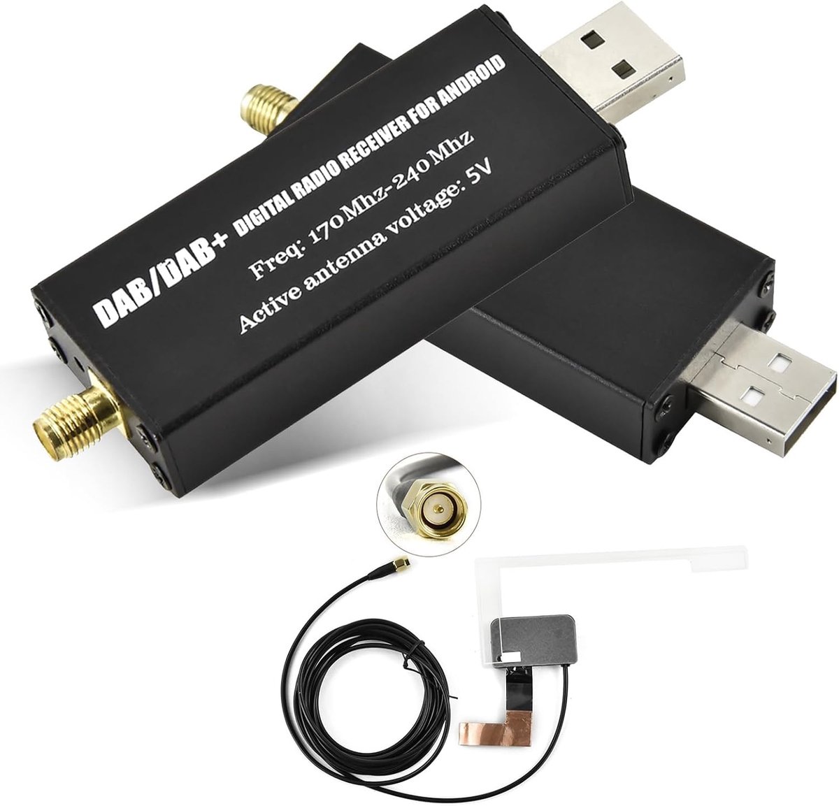 DAB/DAB+ Adapter Receiver voor Android Auto - Portable Digital Receiver met Antenne - Universele DAB Module voor Auto - ShopVlot