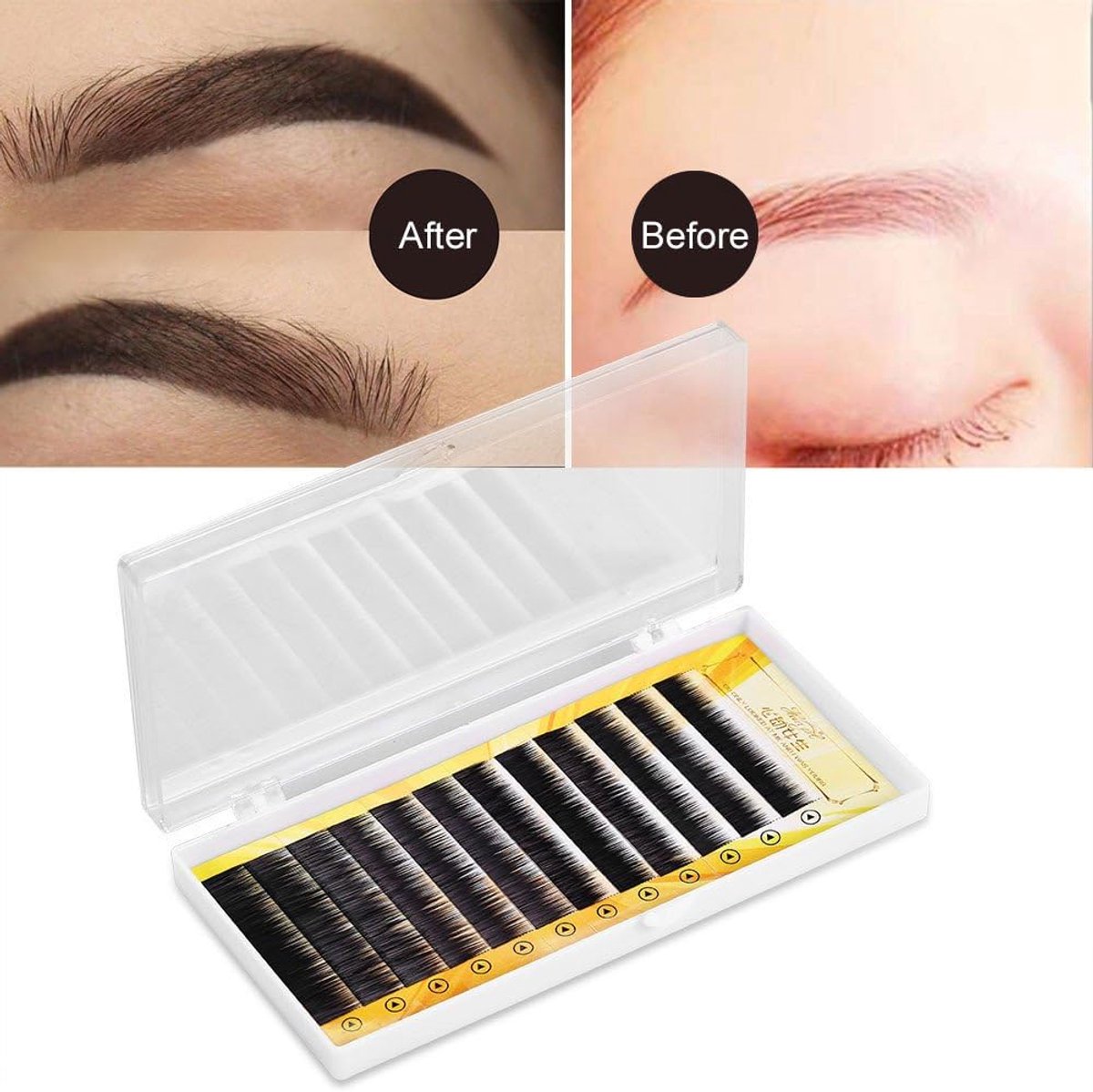 Valse wenkbrauwextensions 5-8 mm - gemengd zwart - hoge kwaliteit - herbruikbaar en eenvoudig aan te brengen - ShopVlot