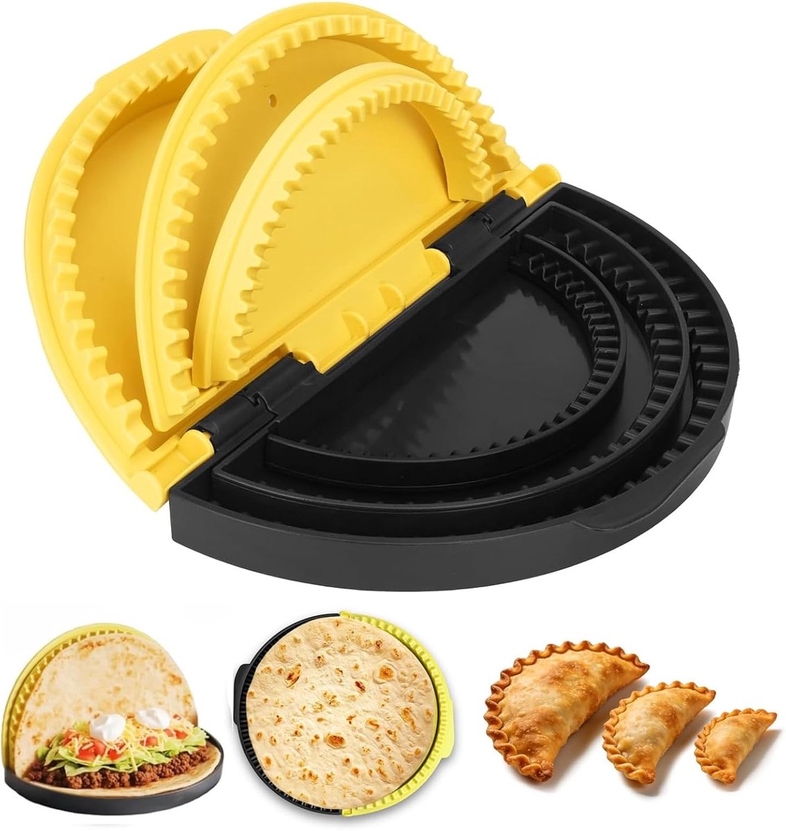 Tortilla Sealer 3-in-1 15.2-20.3-25.4 cm - BPA-vrij materiaal - Lekvrije gekartelde rand - Voor quesadilla's en meer - ShopVlot