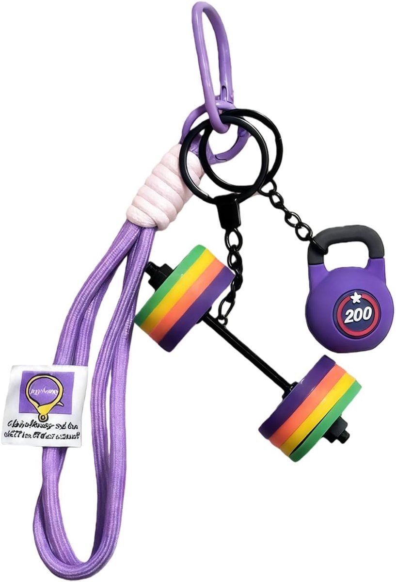 Fitness sleutelhanger met kleurrijke halter kettlebell charms - bodybuilding gym accessoire - bag pendant - ShopVlot