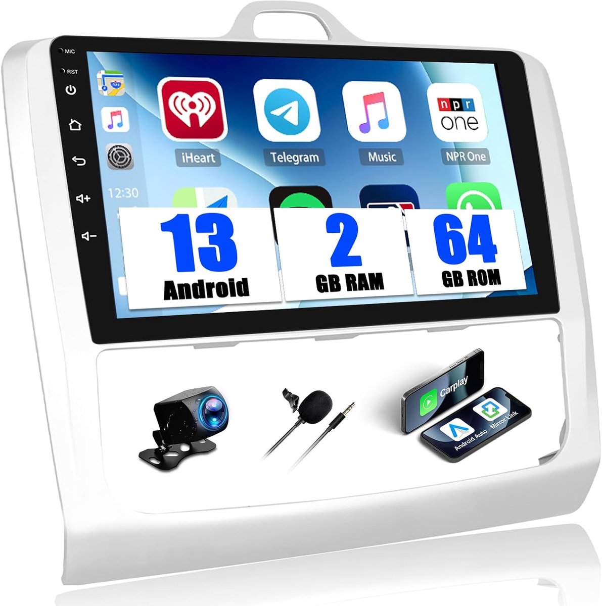 Autostereo 9-inch HD touchscreen - Android 13 met Carplay/Android Auto - WiFi GPS Bluetooth - Voor Ford Focus 2004-2011 - ShopVlot