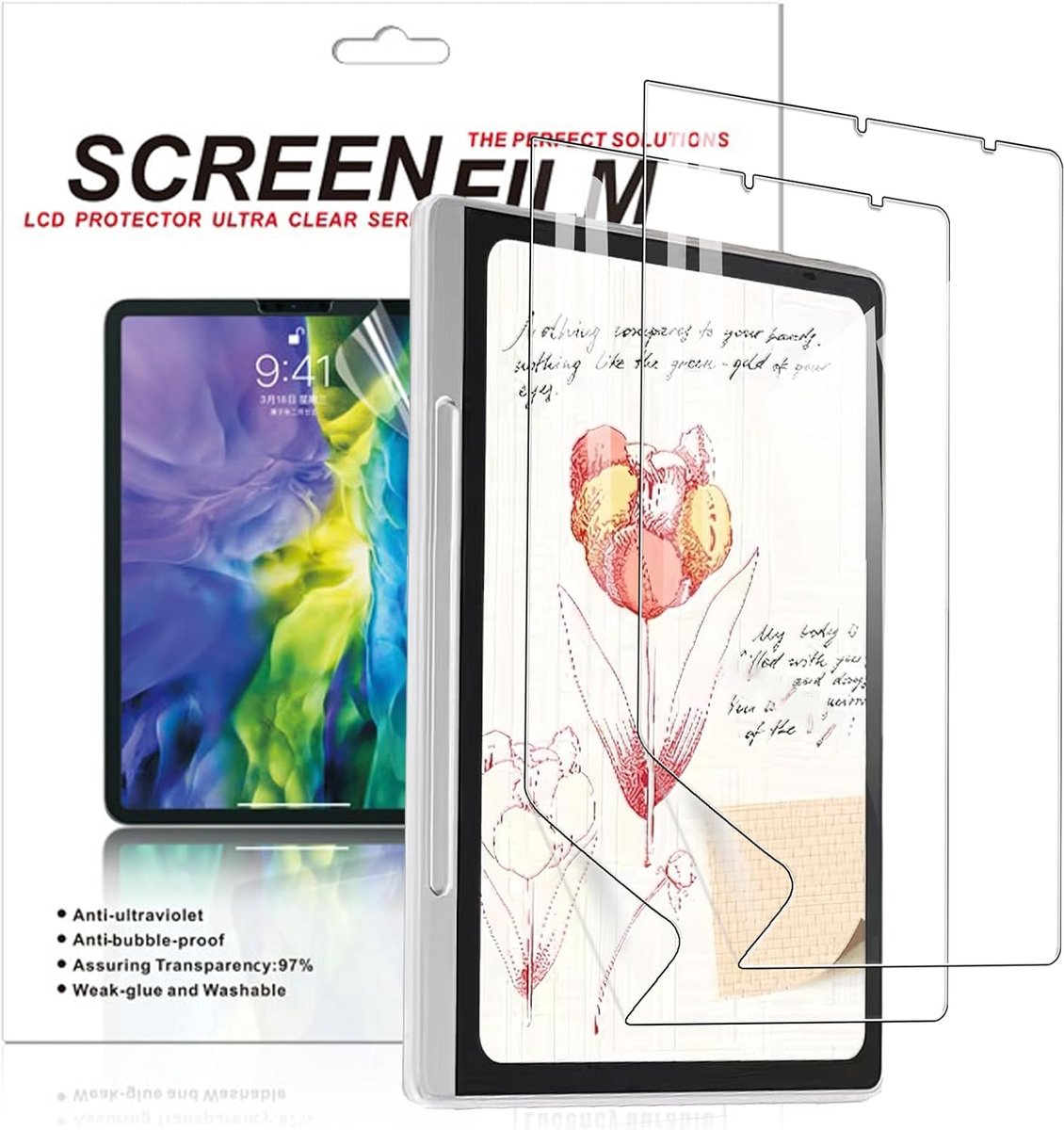 MEMELOKA XPPen Magic Note Pad 10.95 Inch Protective Film, Pack of 2 Soft PET Screen Protector with Full 3D Cover - ShopVlot