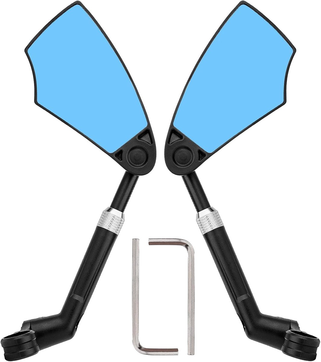 Bicycle Handlebar Rearview Mirror, Retractable 2 Pieces, 360 Degree Adjustable, Flat Rotation, Anti-Glare, 21-24 mm - ShopVlot