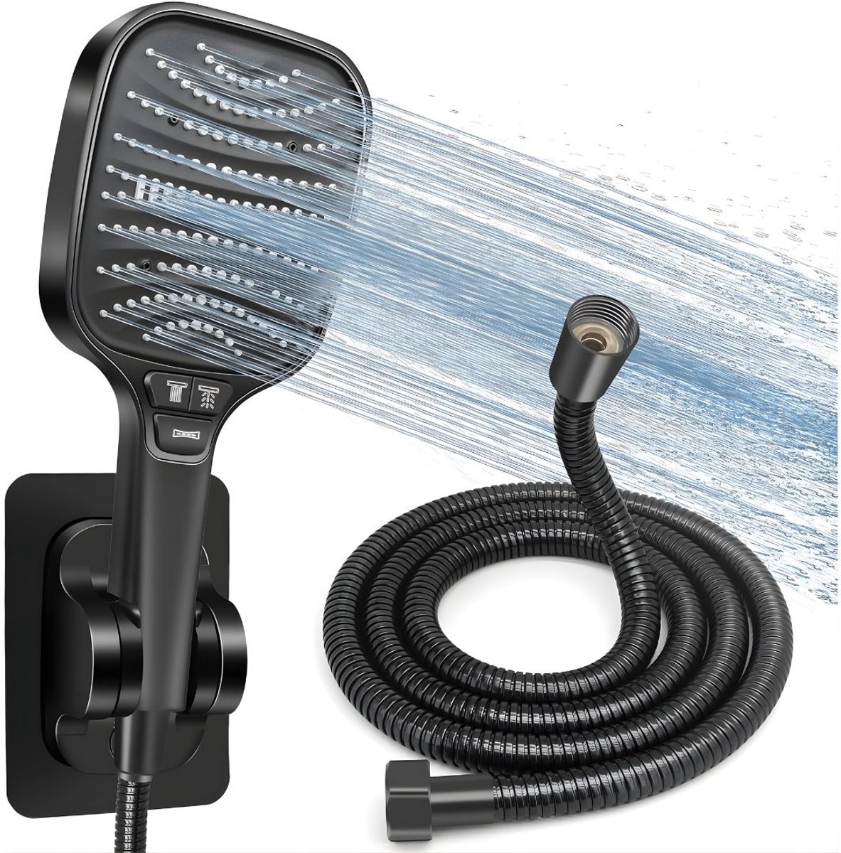 KIRA® Douche - Universele Douche met Filter - Luxe Zuiverende Douchekop- Zwart - 8cm x 12cm x 30cm