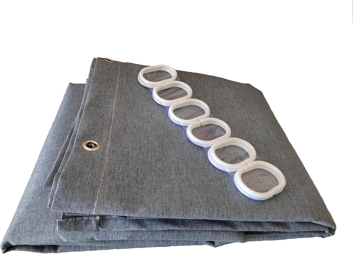 Shower Curtain Mold and Trace Resistant 180 x 200 cm Machine Washable, 100% Cotton, Linen, Anti-static (Blue) - ShopVlot