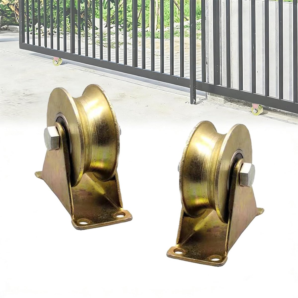 2 Pcs Wheels for Sliding Gate, U-Shaped Target Wheel, Pulley, Sliding Gate, for Reverse Rail/Gate, Strong Load - ShopVlot