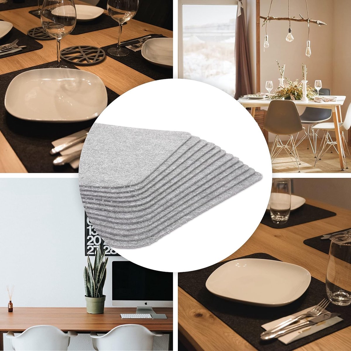 Rubberneck High-quality Felt Placemats - Washable & Non-slip - Set of 12 Placemats, Coasters, Table Mats - 45x32cm - ShopVlot