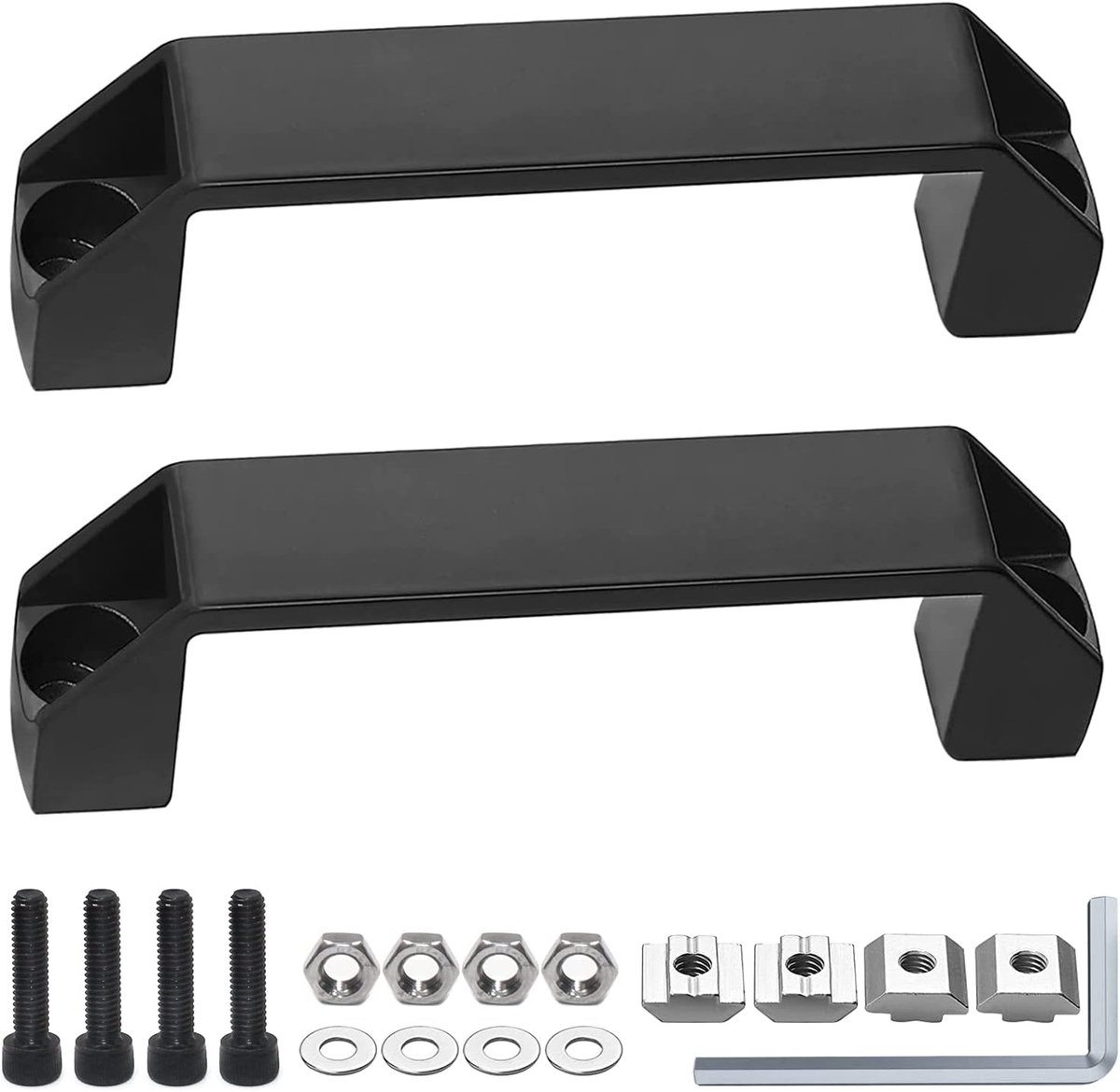 GIAK Bracket handle, black furniture handle, plastic handles with T-nut, fixing screw nuts, washers, 120 mm, cabinet - ShopVlot