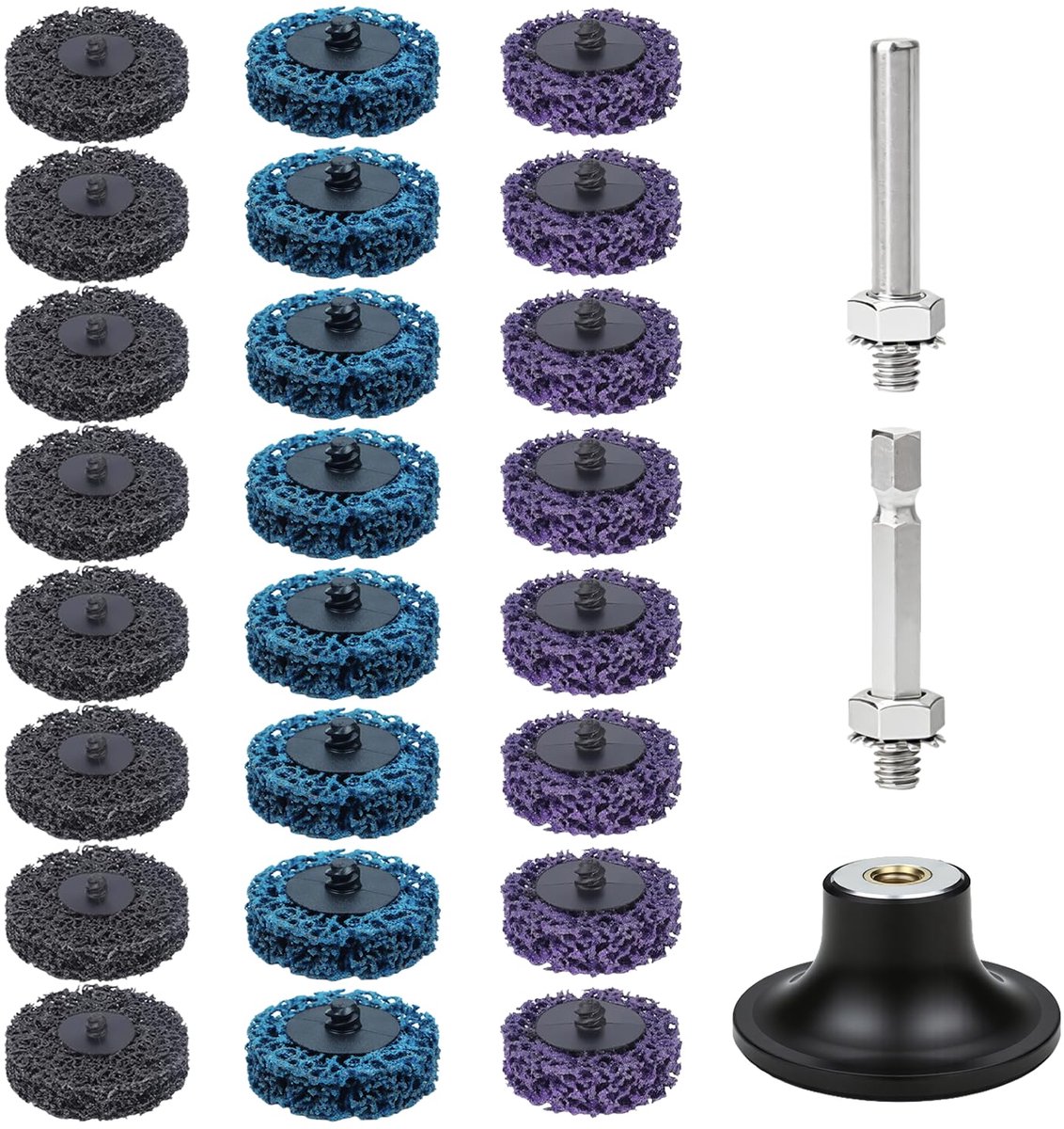 CSD Grinding Discs Set, 18 Pieces, Coarse Cleaning Discs 50mm with 2 Shooting Shafts, Cleaning Discs for Drilling - ShopVlot