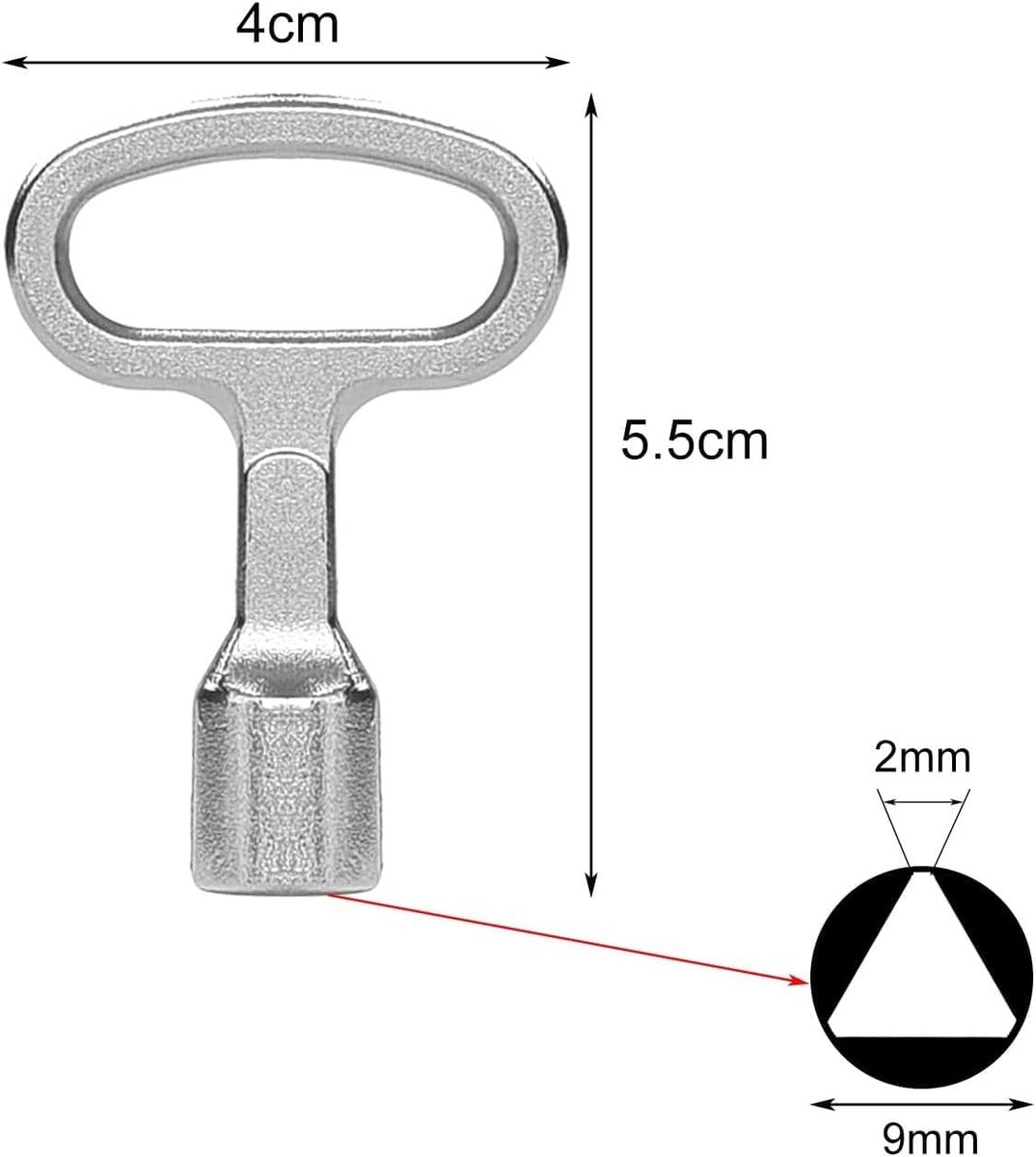 4 Metres Box Wrench, Triangular Wrenches, 9 mm, with 4 Key Chains, Trash Can, Metal Triangular Spanner, Water Tap - ShopVlot
