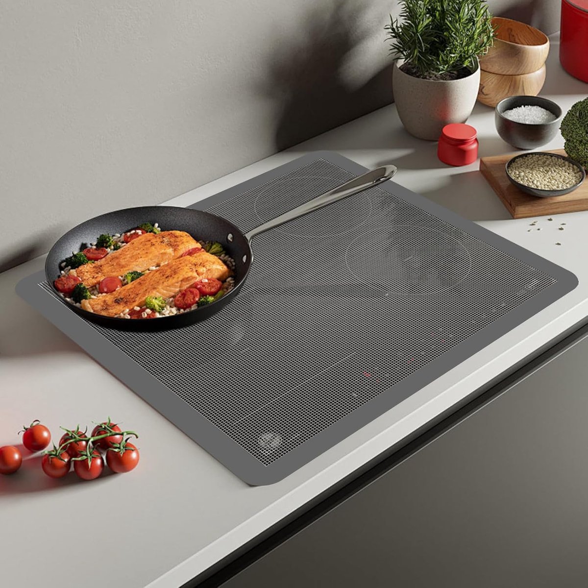 Induction Mat 52 x 60 cm Magnetic Silicone Mat Transparent Heat Resistant 482 °F Non-Slip Scratch-Resistant Induction - ShopVlot