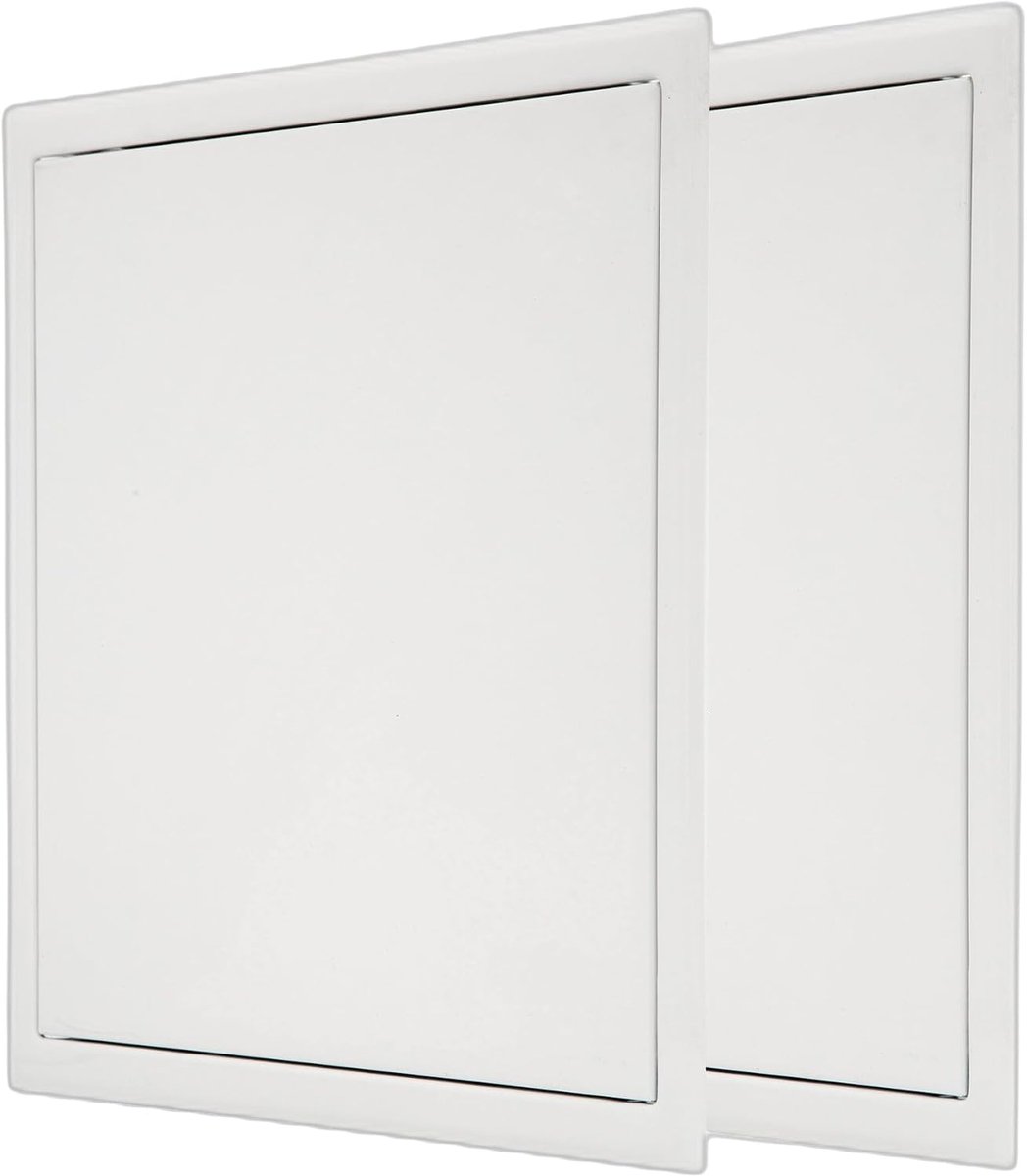 Proxinova 2 stuks metalen drukslot, 400 x 400 mm, wit gelakte klep voor plafond en muur, robuust voor buiten, dekbed - ShopVlot