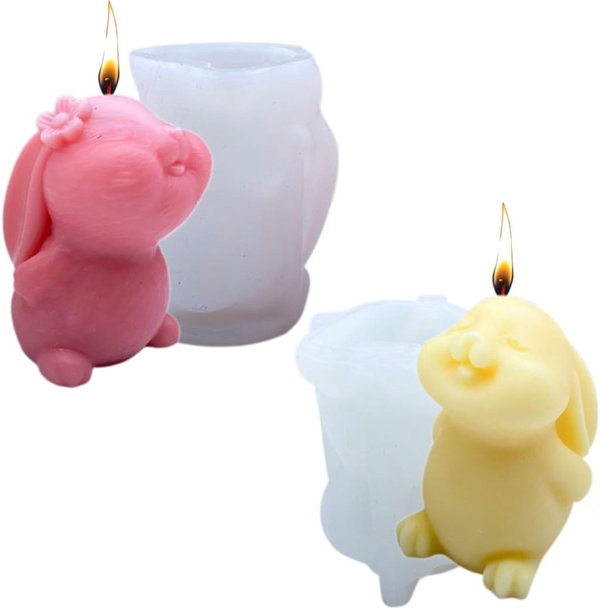 Silikon Shape Easter Bunny 3D – Set of 2 Silicone Rabbit Molds, Cute Bunny Candle Narrow for Scented Candles, Candles - ShopVlot