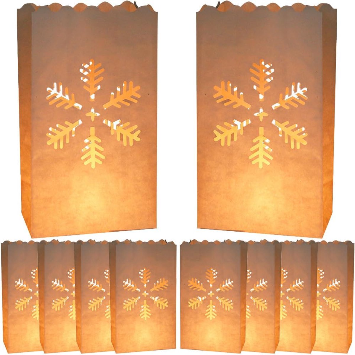 YGCHEN Snowflakes Light Bags, Christmas Candle Bags, Paper Lanterns, Candle Bags, White Candle Bags for Christmas - ShopVlot