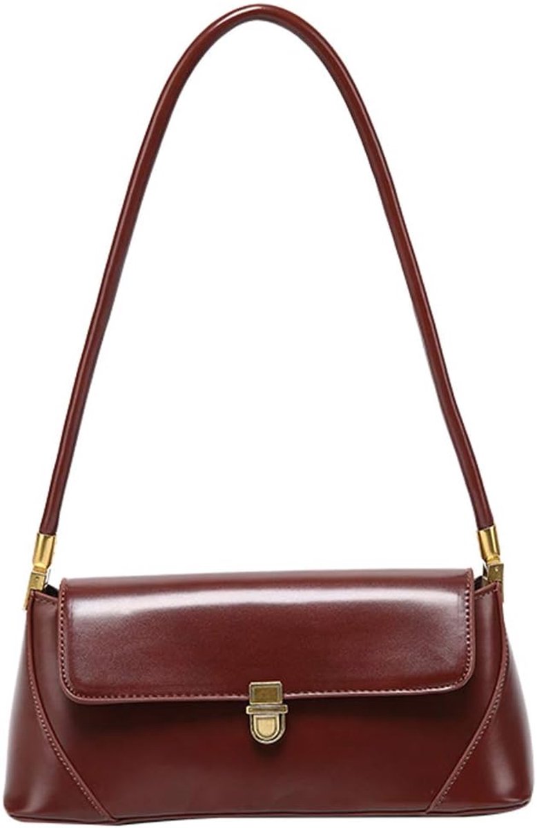 zhongningyifeng Small Clutch Shoulder Bag for Women Leather Mini Tote Handbag Purse with Buckle Closure, Bordeaux - ShopVlot