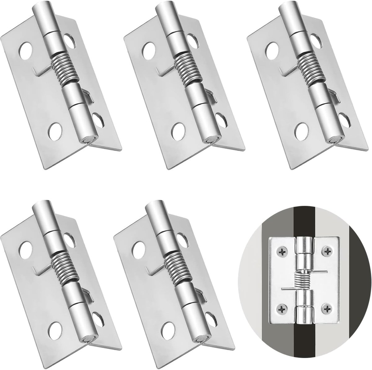 Hinges, Folding Hinge, Stainless Steel, Piano Tape, 5 Pieces, Door Hinges, Self-Closing, No Screws, Door Strap, Hinges - ShopVlot