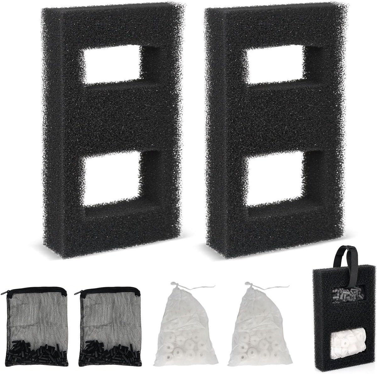 Set van 2 aquariumfiltermediakits voor Fluval Flex 57L met koolfilter, schuimstoffilter, keramische ringen, compatibel - ShopVlot