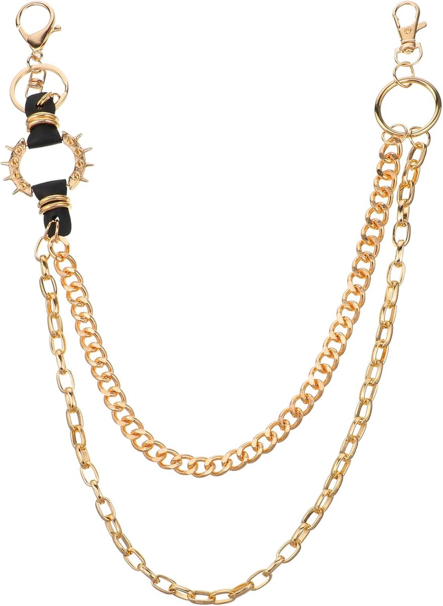 Unisex Punk Necklaces Hip Hop Pants Pocket Chain Goth Punk Belt Necklace Vintage Heavy Duty Belt Necklaces with - ShopVlot