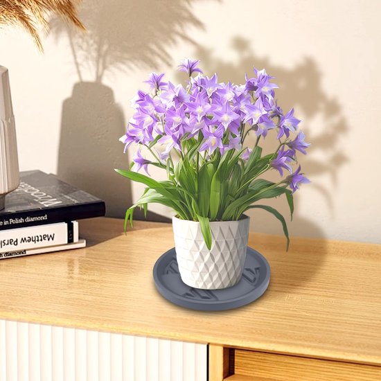Plant Caddy met wielen - 22,5 x 18,5 x 5,2 cm - ronde rolplank - planten dienblad - bloempotwagen - ronde kunststof - beweegbaar plantendienblad - bloemenroller voor buiten en binnen - grijs - tuinaccessoires - interieurdecoratie van Merkloos	 — afbeelding 4
