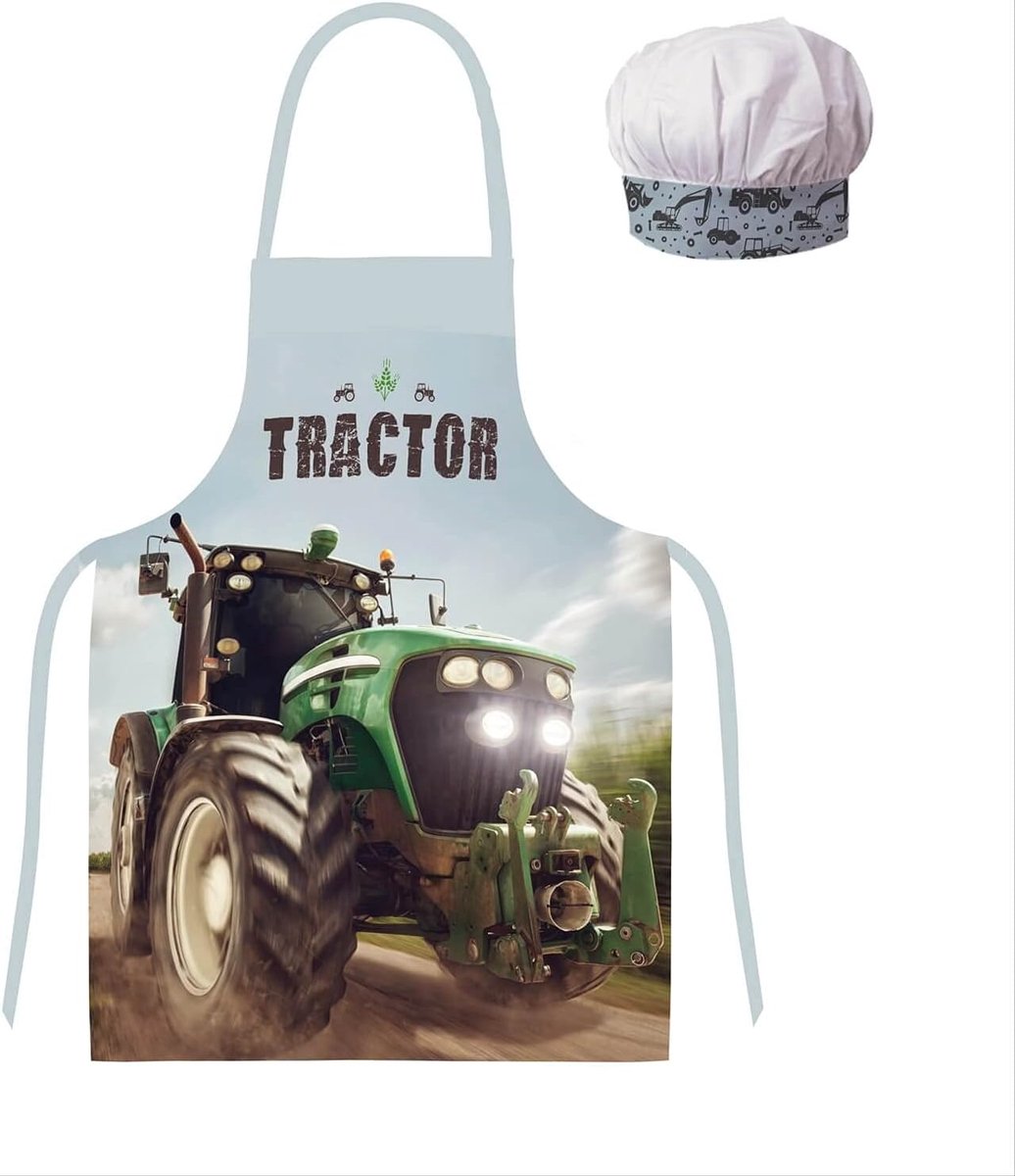 BrandMac Tractor Children's Apron Cooking Apron Baking Apron Craft Apron Boys Tractor Farm Multi-Coloured - ShopVlot