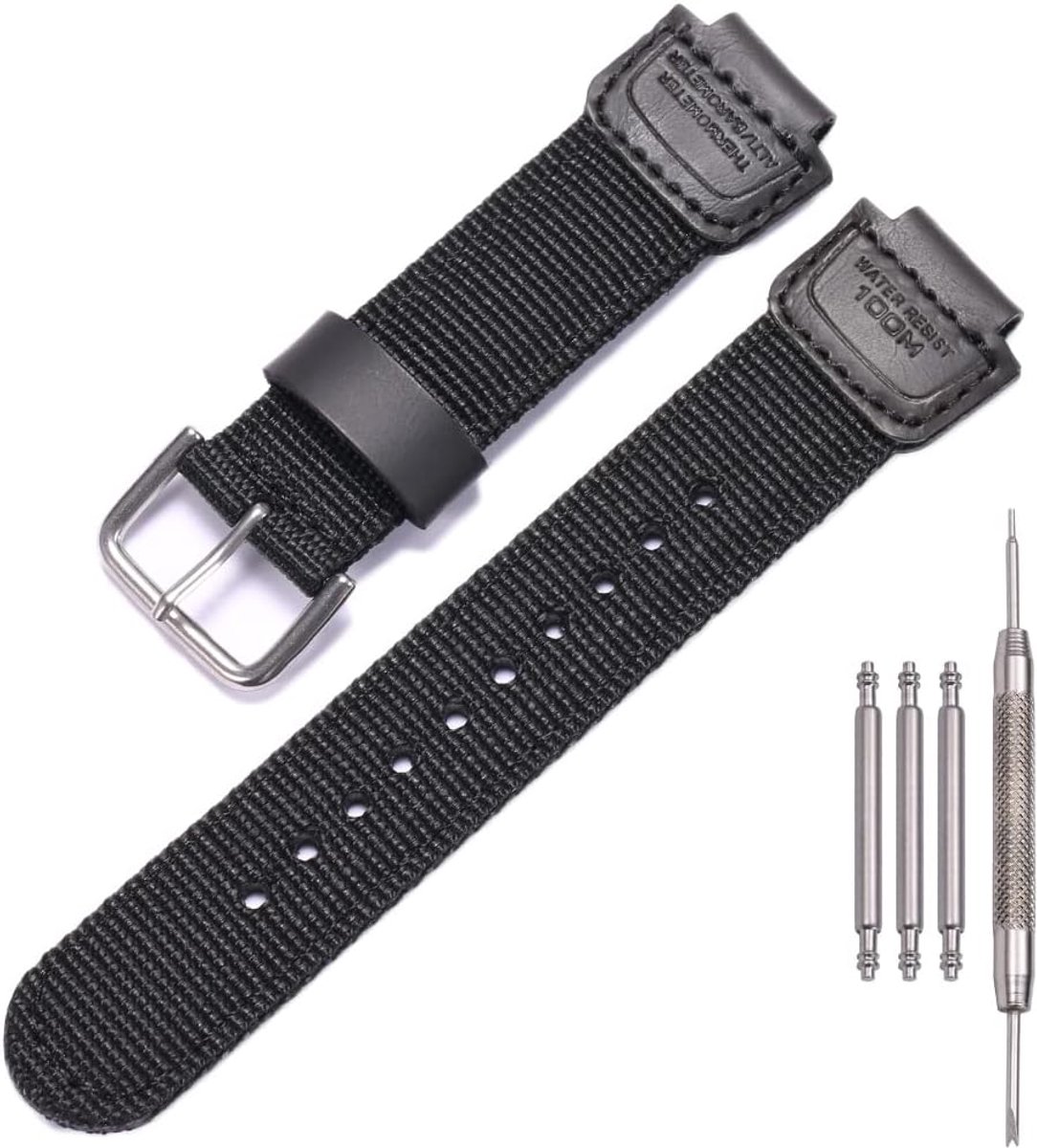 16mm Replacement Strap Compatible with Casio DW5600E 6900 GA100 110 2100 AWG-M100 Nylon Leather Strap - ShopVlot