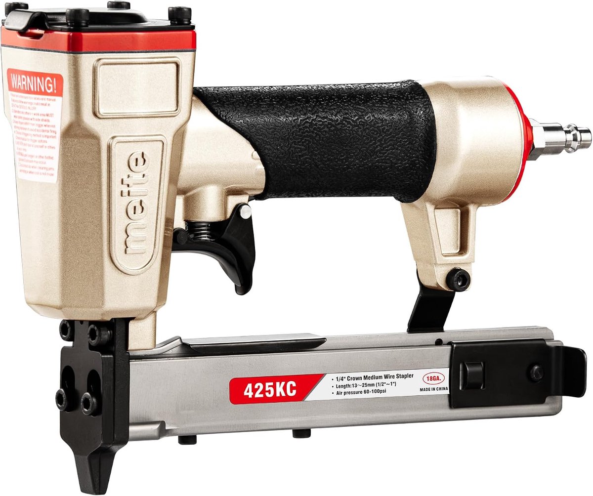 meite 425KC Narrow Crown Stapler, Suitable for 18 Gauge 1/4" Crown 1/2" to 1" Staples, with Safety Trigger, Heavy Duty - ShopVlot