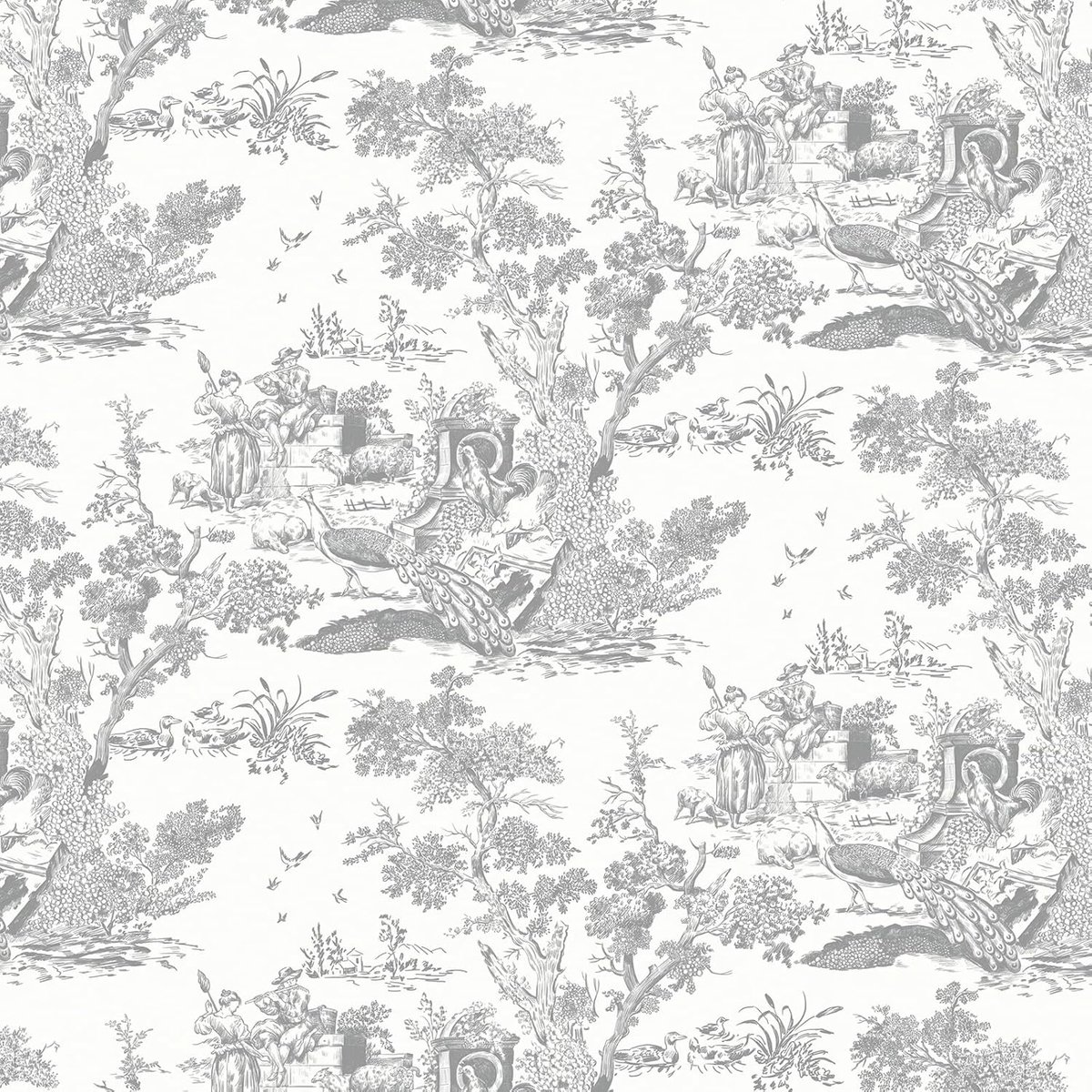 Self Adhesive Wallpaper Grey 44 x 300 cm Waterproof Vinyl Film Animal Wallpaper for Living Room - ShopVlot