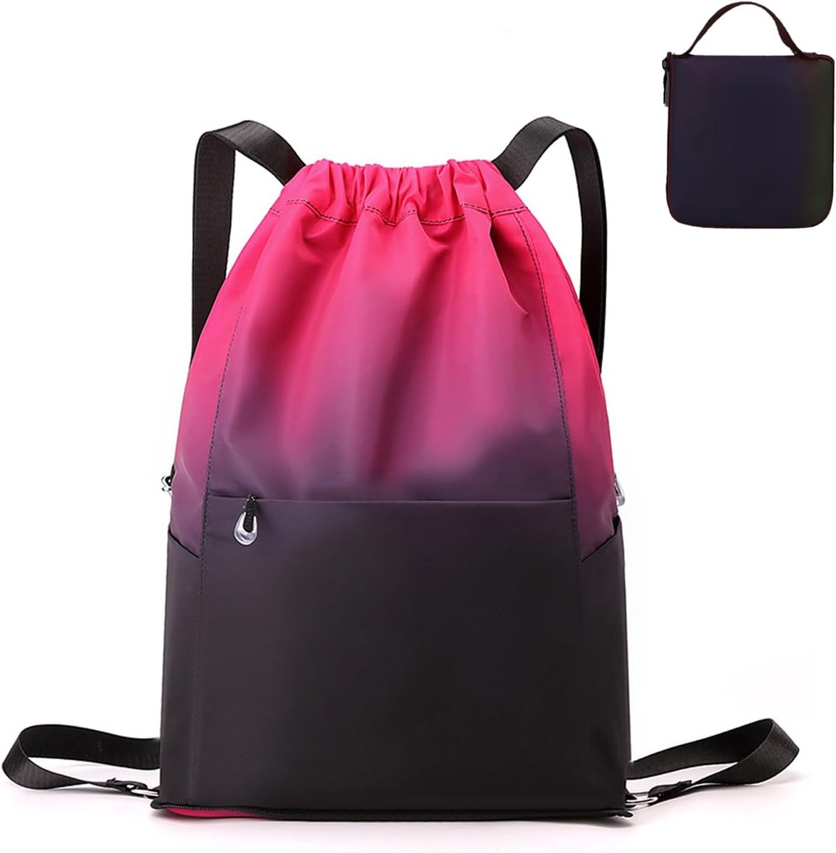 Waterproof Sports Backpack with Drawstring Large Capacity Foldable Oxford Gym Bag for Women and Men, Gym Bag for - ShopVlot