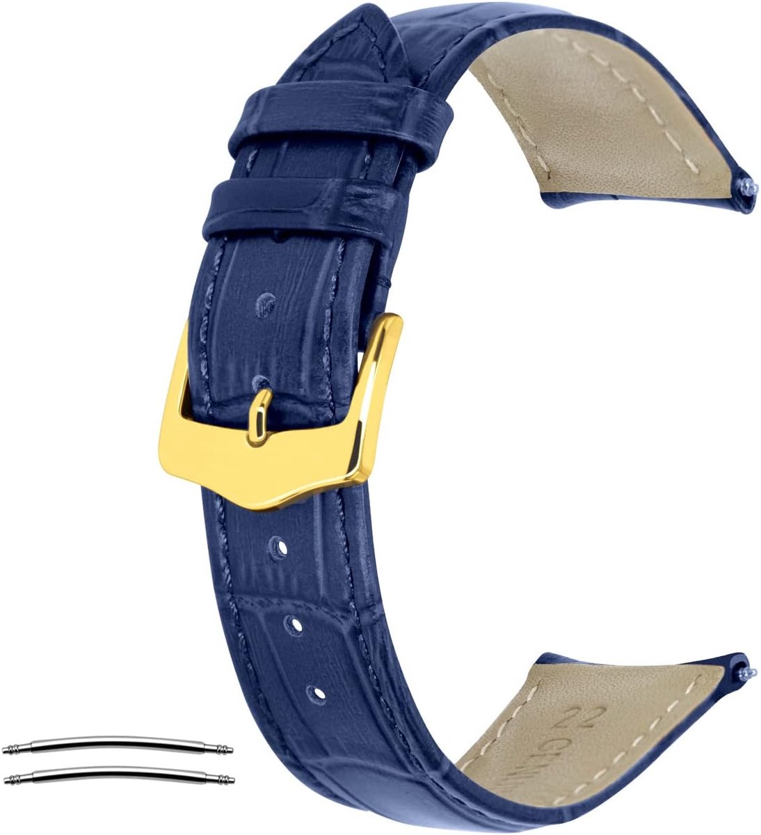 20mm 22mm Leather Watch Band with Curved End, 03rd leather - ShopVlot