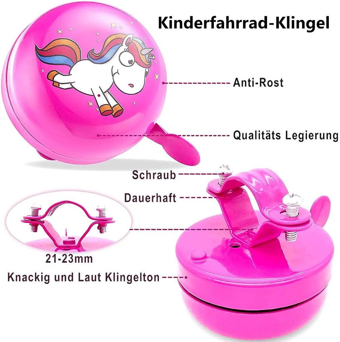 Kids Bicycle Bell HEITIGN Cute Pink Bicycle Bell for Kids Girls,Toddler Bicycle Bells,Bicycle Horn,Ideal Bike - ShopVlot