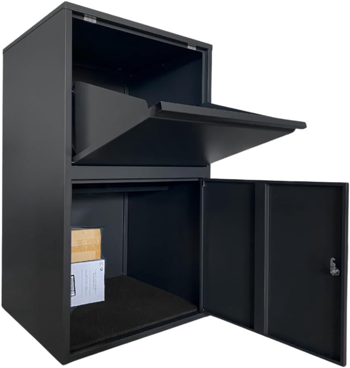 Largest Parcel Mailbox – Parcel Mailbox – Black – Freestanding or Floor Mount – 105.5 x 60 x 60 cm – Packages up to 52 - ShopVlot