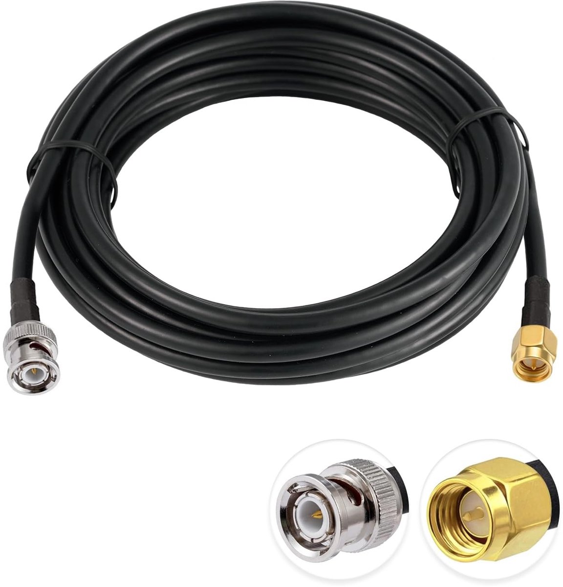 Vecys SMA Male to BNC Male RF Coaxial Cable 50ohm SMA to BNC RG58 Jumper Cable 16.4ft/5m for Antennas Ham radio - ShopVlot