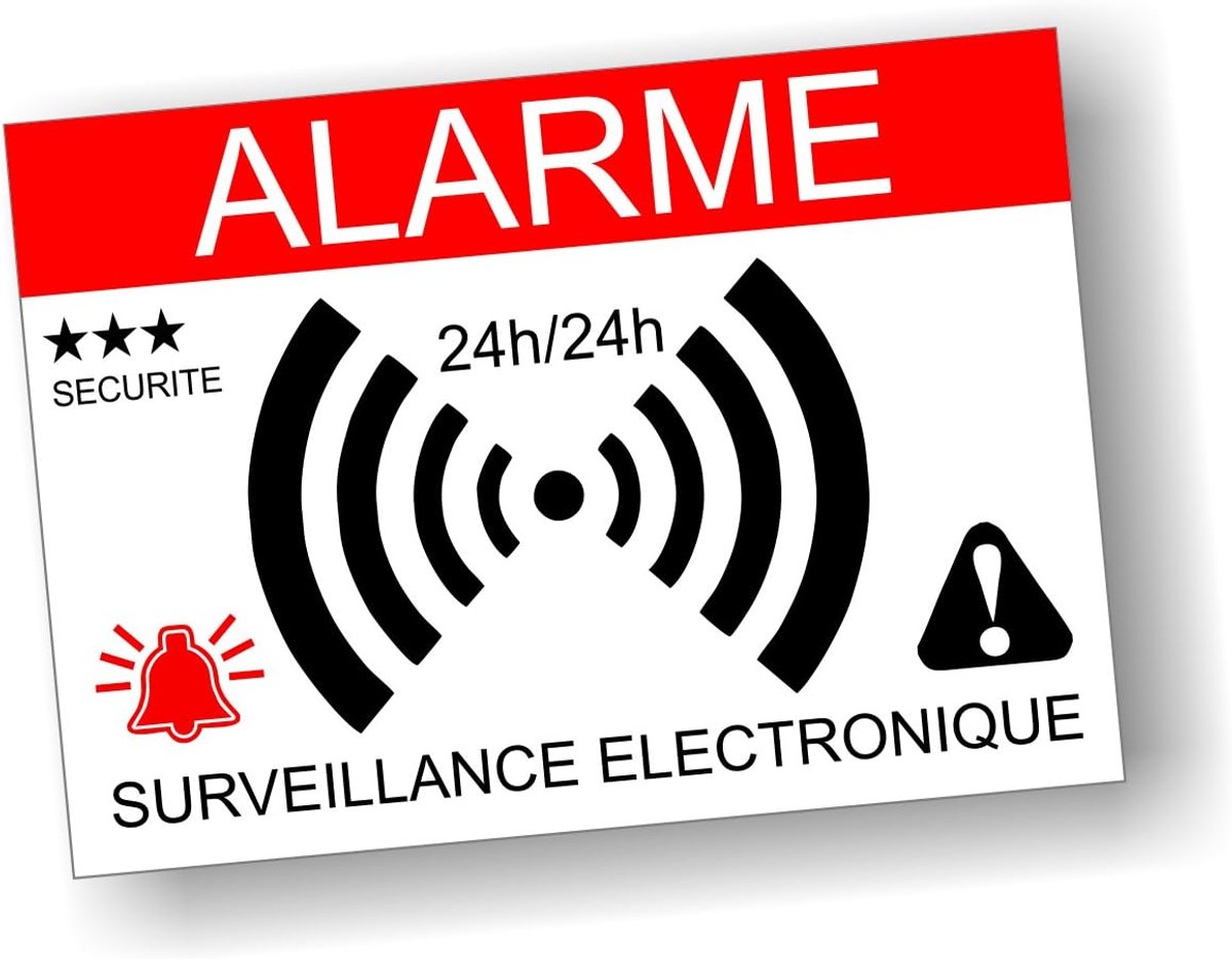 Deterrent stickers for alarm - Electronic monitoring - Pack of 10 - Dimensions 7.3 x 5 cm - ShopVlot