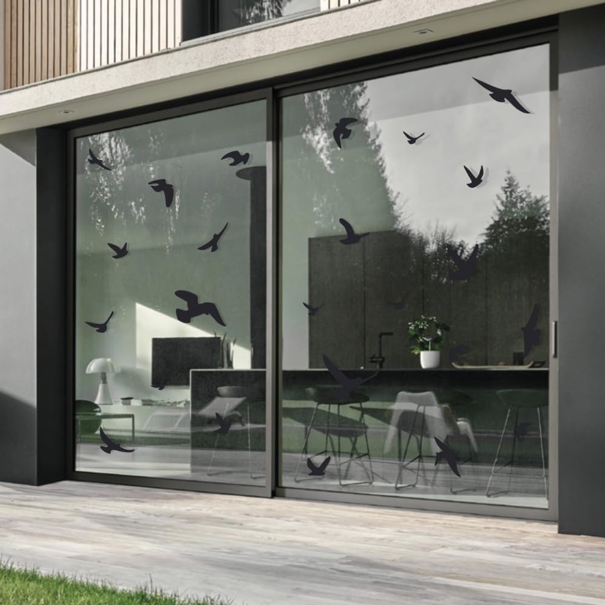 Grip Bird Silhouettes, Self-Adhesive, Available in Various Colours, Prevents Bird Shocks, 17 Warning Birds - Noirs - ShopVlot
