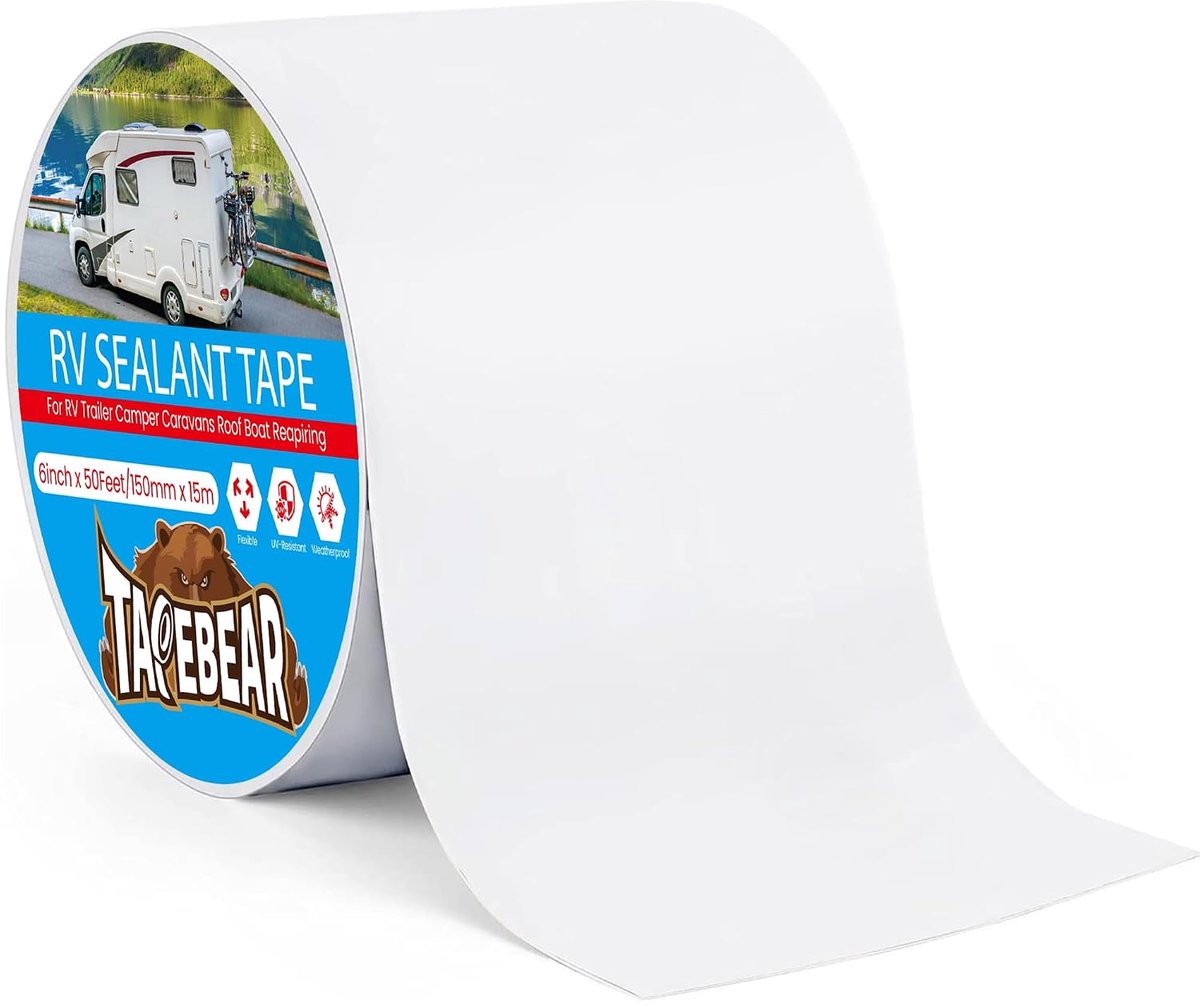 TAPEBEAR RV Sealing Tape, 15cm×15m, White RV Roof Tape, Waterproof Sealing Tape, UV and Weatherproof Repair Sealing - ShopVlot