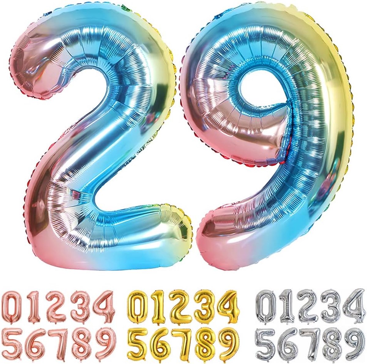 Balloons Gradient Blue Number 29/92, Giant Numbers 0 1 2 3 4 5 6 7 8 9 10-19 20-29 30-39 40 50 60 70 80 90 100, Large - ShopVlot