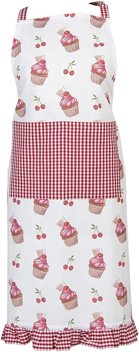 Clayre & Eef Kitchen Apron 70 * 85cm Red Cotton BBQ Apron BBQ Apron Cooking Apron - ShopVlot