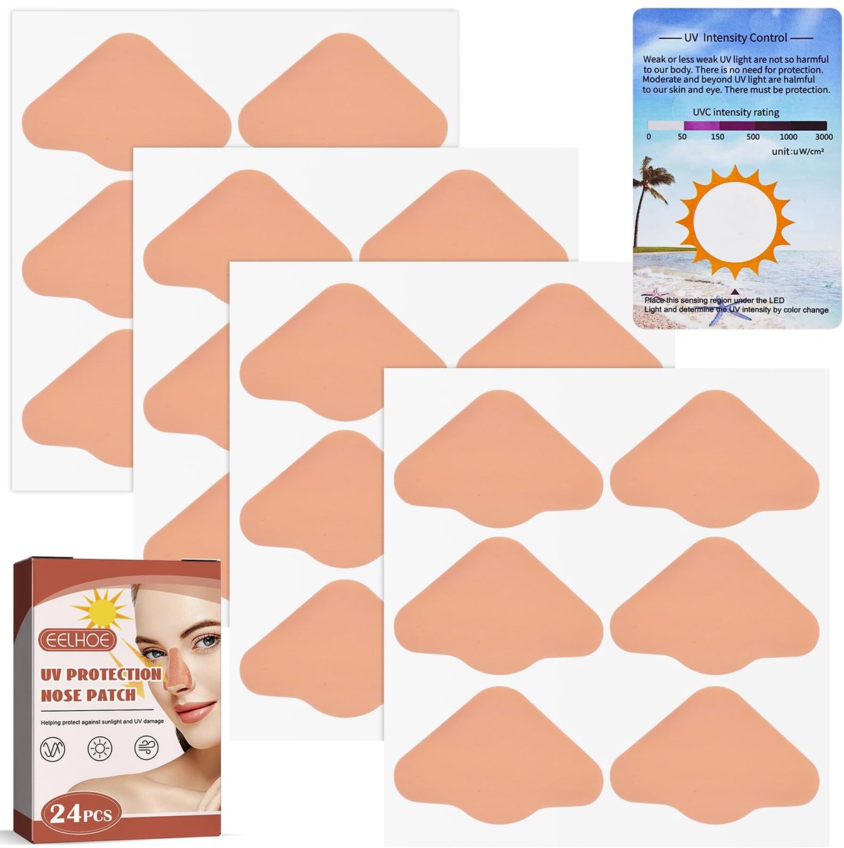 24 stuks zonbeschermende neussticker, UV-neusbeschermers - ShopVlot