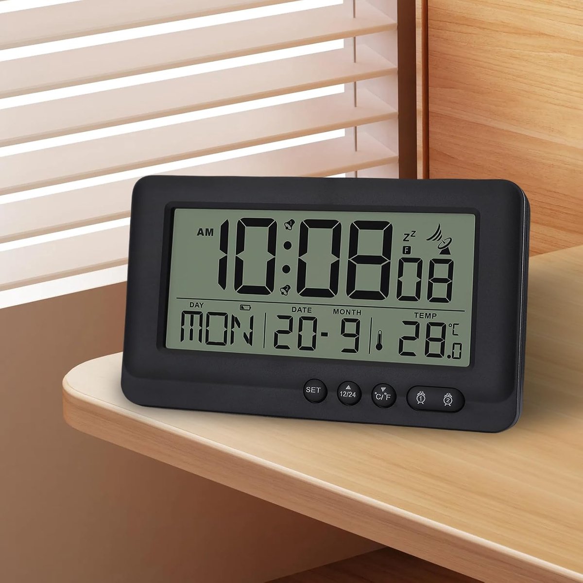 Digitale wekker radio met thermometer - 2 alarmtijden - backlight - snooze functie - ShopVlot