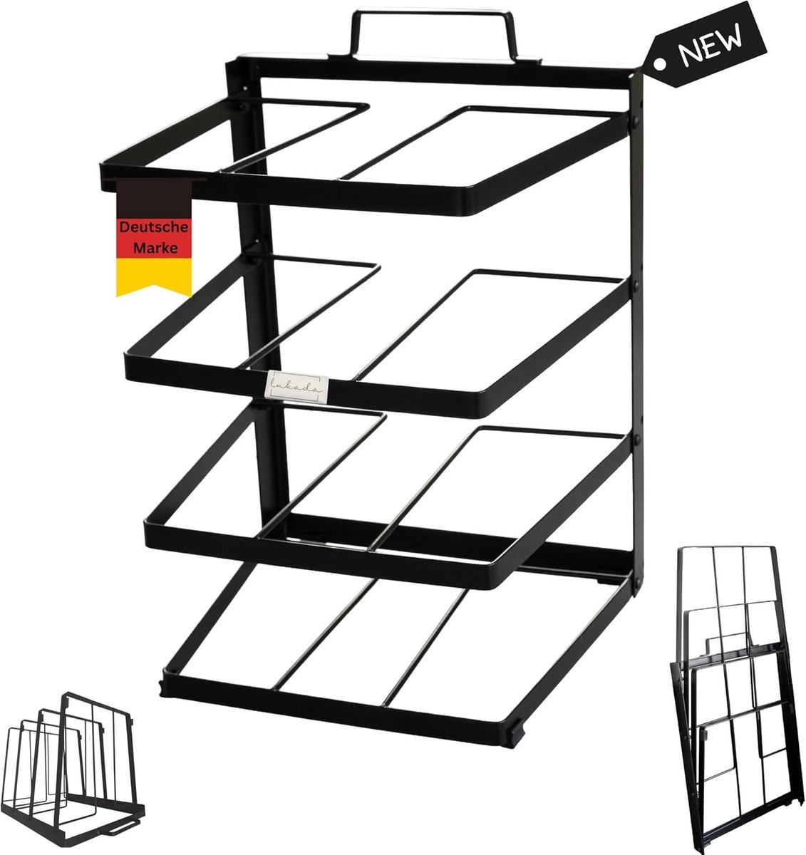 SnelShoppen - Multifunctionele Bakplaat Houder voor 4 Bakplaten, Pannen, Snijplanken, Ruimtebesparend en Opvouwbaar Keukenorganiser
