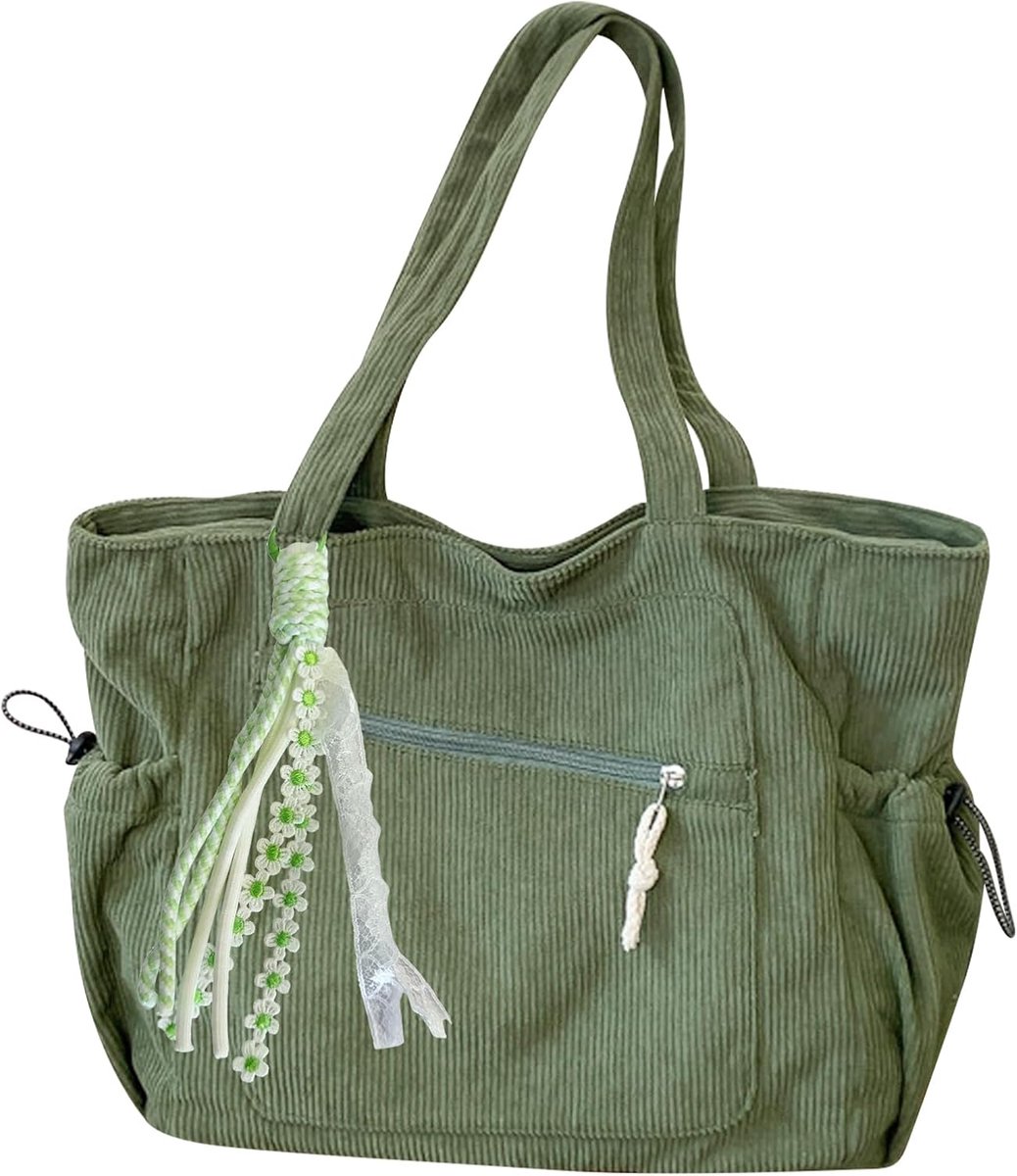 Shopper bag 34 x 30 x 15 cm - corduroy - met rits - ideaal voor werk en winkelen - ShopVlot