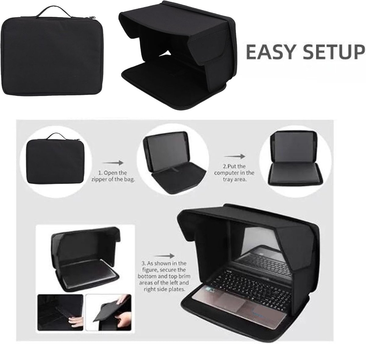 Laptop zonnescherm 12-14 inch - Vouwbaar - Privacy scherm - Ideaal voor buitenwerken - ShopVlot
