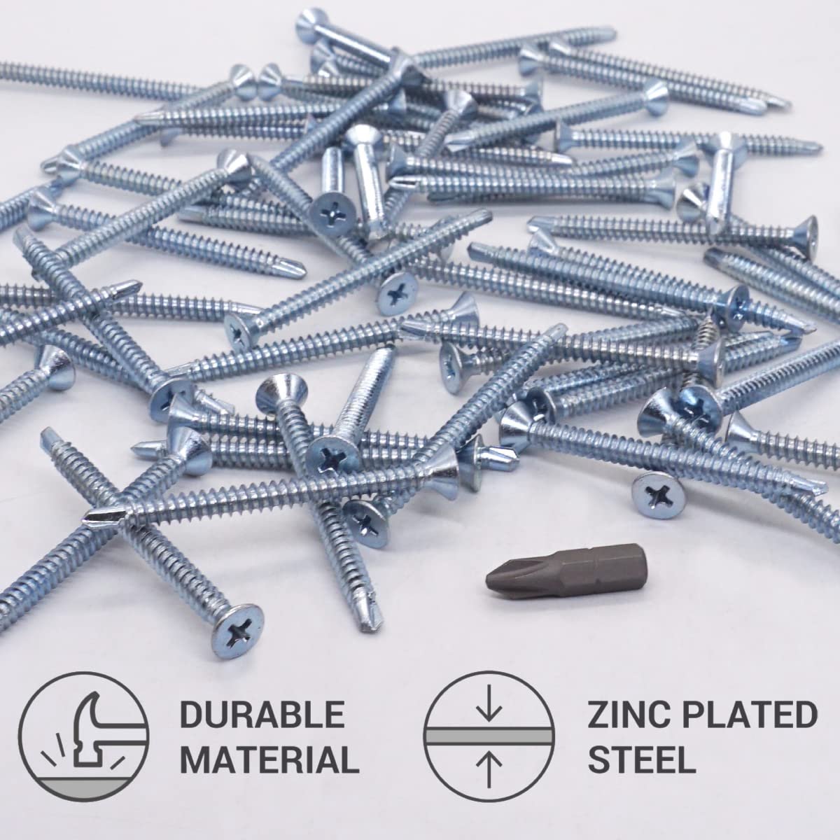 Zelftappende schroeven 4.8 x 60 mm - Gegalvaniseerd staal - Verzonken kop - Geschikt voor metalen constructies - ShopVlot