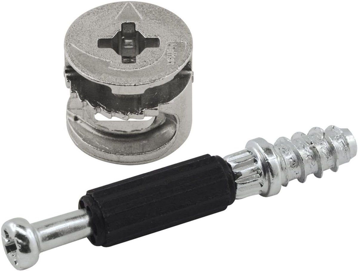 Meubelsluiting excentrisch Rastex 15 - 50 stuks - zilver - eenvoudig te bevestigen - ShopVlot