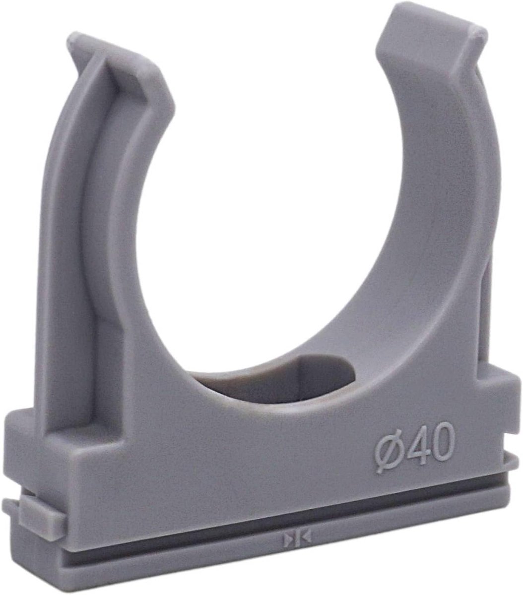Pijpklemmen Kunststof - Slangklemmen U-type - Leidingen Bevestigen - Verbindbaar met elkaar - 40 mm - Grijs
