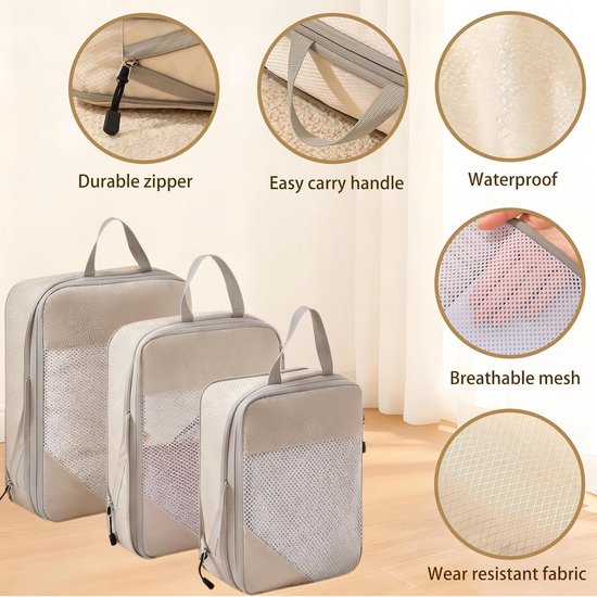 Kofferorganizer - Blauw - Multifunctionele Compressietassen voor Kleding en Schoenen - Waterdichte Reisorganizer — afbeelding 3