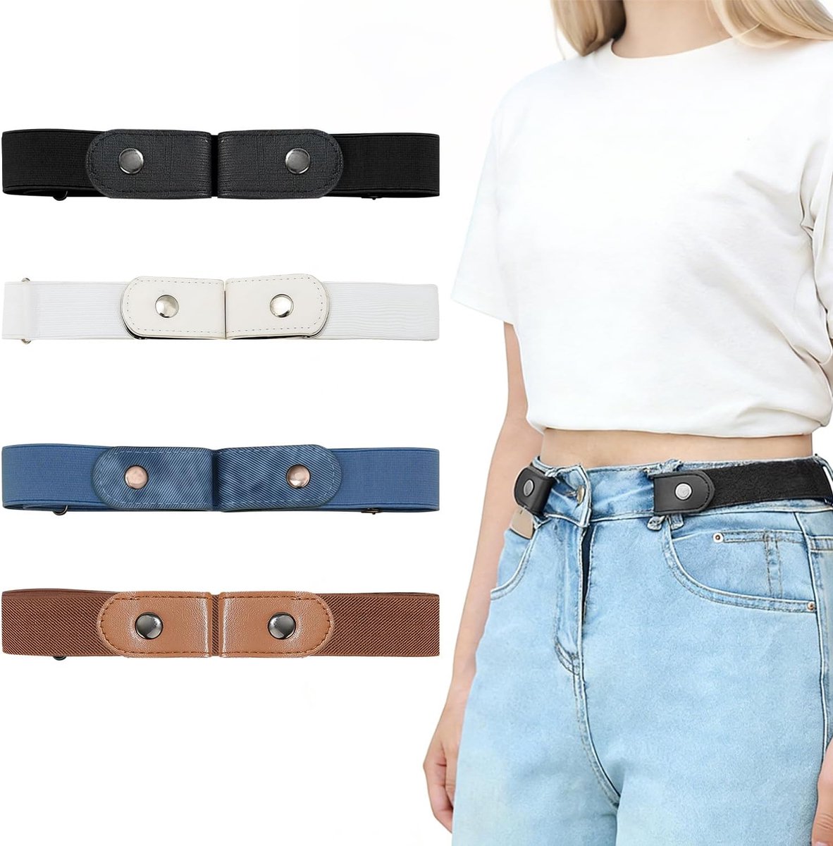 Riem zonder gesp voor dames en heren - onzichtbare elastische riem - unisex rekbare gordel - ShopVlot