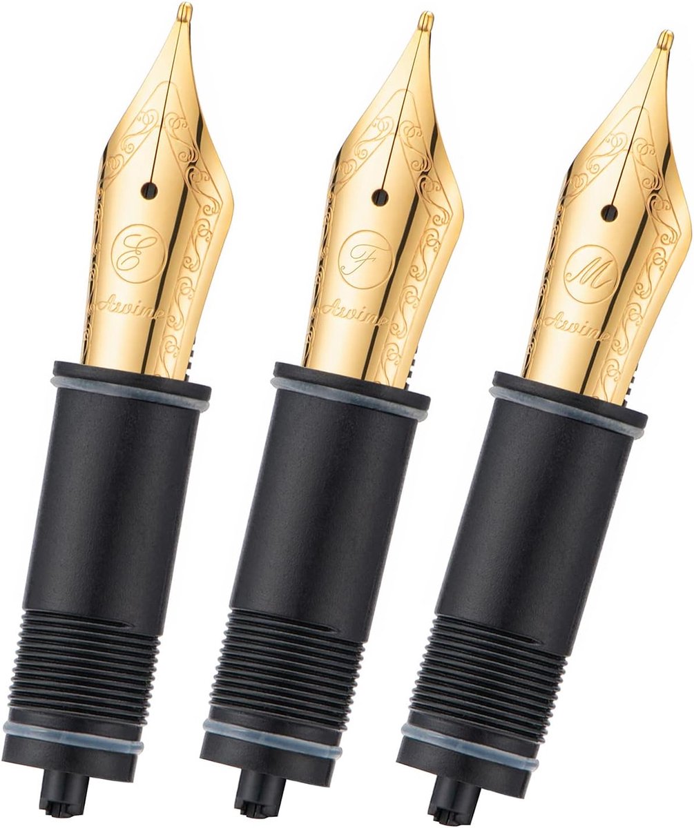 Vulpotlood Nibs 3 Stuks - 6 Goudgeplateerde EF/F/Middelgrote Nib - Eenvoudig te Vervangen - ShopVlot