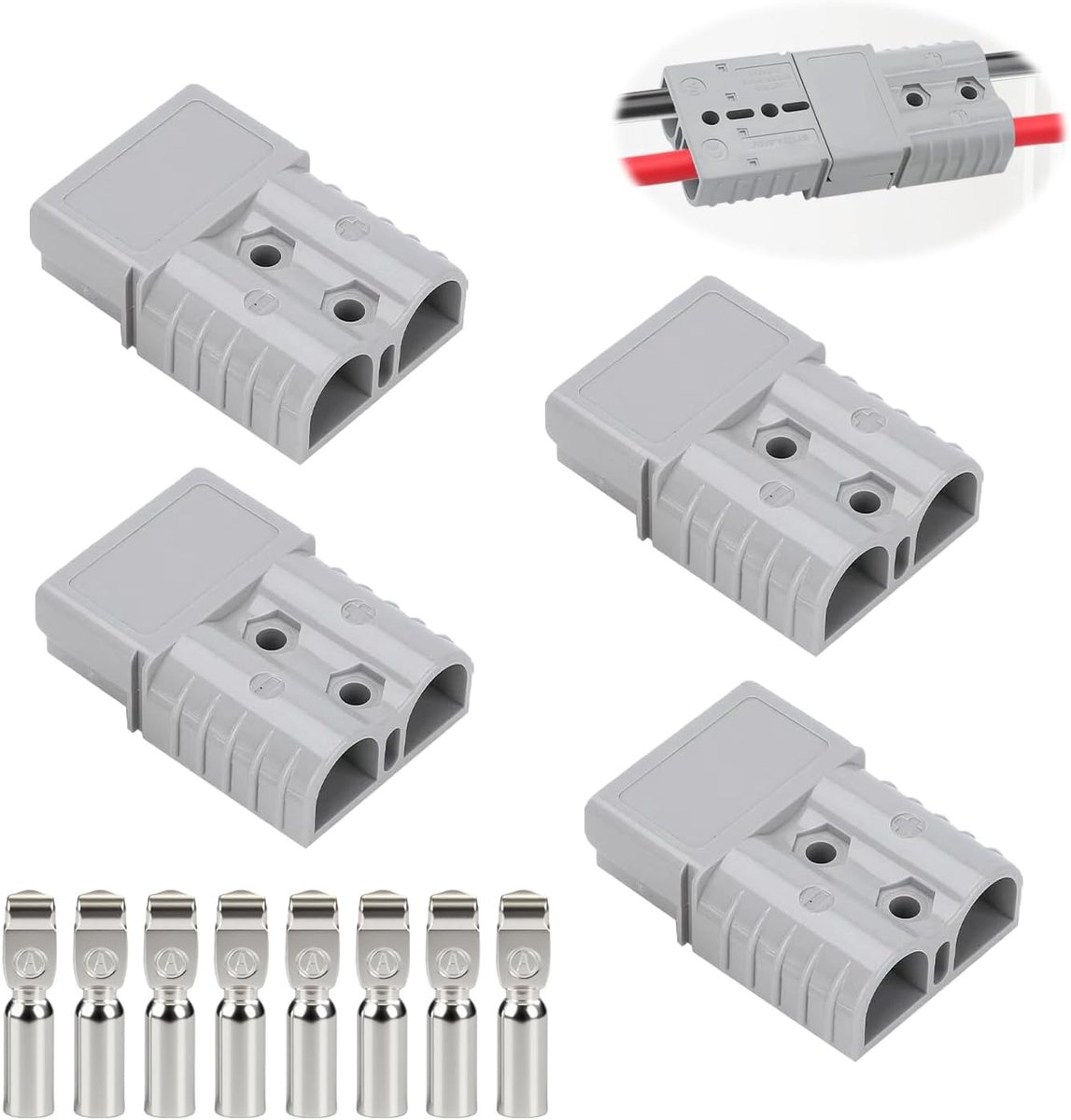 Batterijverbinding plug 50 A - 4 stuks - 600 V - Snelle verbinding - Geschikt voor auto, caravan, boot - ShopVlot
